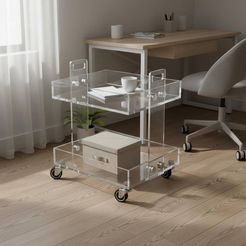 Acrylic rolling trolley slim - acrylic,