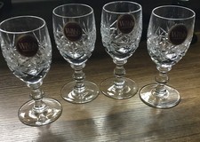 Vintage WEBB Continental hand Cut Lead crystal sherry/ Liqueur Glasses X 4