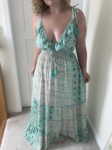 Teal boho maxi dress - maxi, –