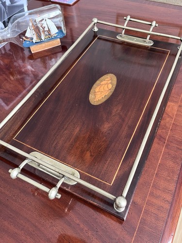 Edwardian mahogany tray with - mahogany,