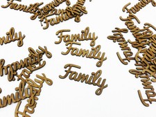 10x Wooden MDF Family Shape Words Kids Home Wedding Crafting Craft Decoration