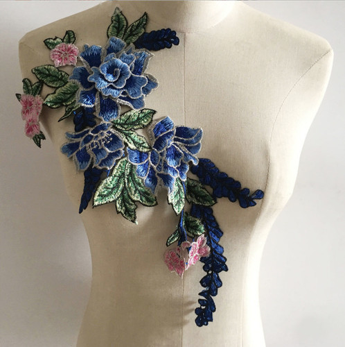 Large blue flower embroider - large,