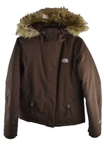 The North Face Womans Brown Hyvent Faux Fur Ski Snow Jacket Size XS Goose Down