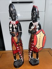 Pair of wooden carved Maasai