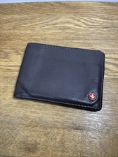 Alpine Swiss men's dark brown leather bi-fold wallet