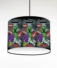 PIXELS b minecraft CEILING DRUM LIGHT SHADE / TABLE LAMPSHADE 3 SIZES