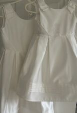 2 X MATCHING SATIN IVORY M & S FLOWERGIRL/BRIDESMAID DRESSES 1 1/2 And 6/7 Years