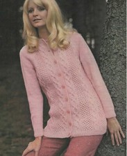 Ladies Aran style Jacket Knitting Pattern Raglan Sleeves DK 34-38" 1359 