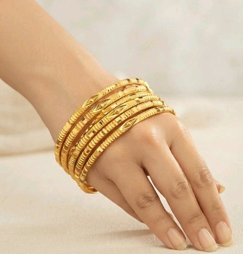 Ethnic bangles 22k gold plated - gold,