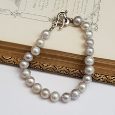 Dower & Hall Fresh Water Pearl Beaded Bracelet With Sterling Silver Fittings