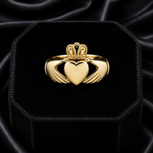Mens 9ct yellow - mens, claddagh