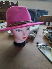 Bright Pink Fedora Hat for Women One Size