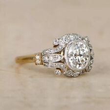 2Ct Vintage Diamond Antique Art Deco Engagement Ring 14k White Gold Over Size P