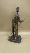 Antique Spelter Table Lamp Man