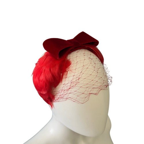 Vintage 50s 60s red - vintage, feather