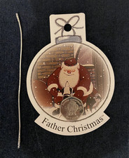 2019 GIBRALTER FATHER CHRISTMAS BU 50p COIN IN BAUBLE CARD DECORATION NEW