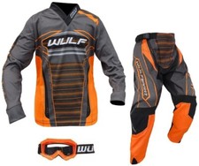 Wulf Kids Motocross Suit Children MX Goggles Quad Dirt Bike Jersey Pant Orange