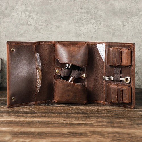 Travel genuine leather - genuine, tobacco