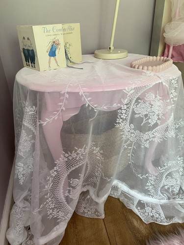 Lace white table cloth - table,
