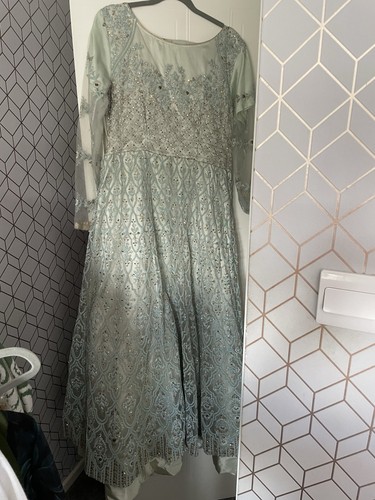 Mint green long gown - mint, asian