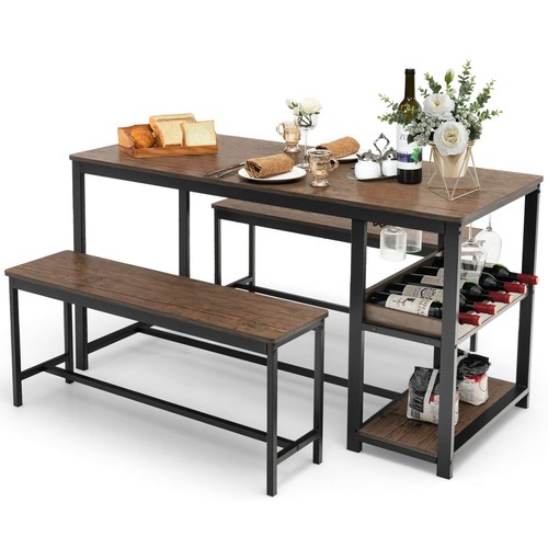 Pcs dining table benches set - 3,