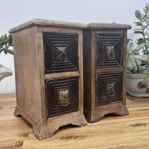 Pair rustic wooden - of, mini