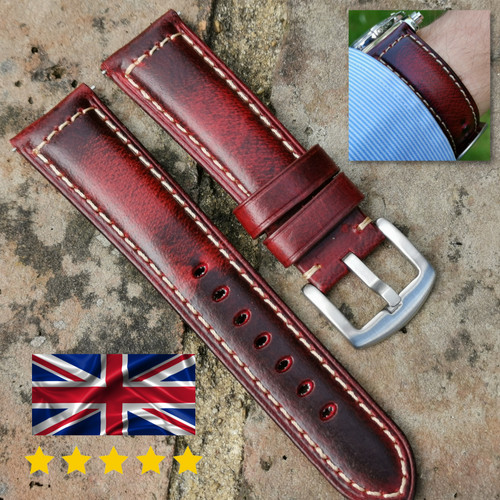 Handmade padded leather watch - padded,