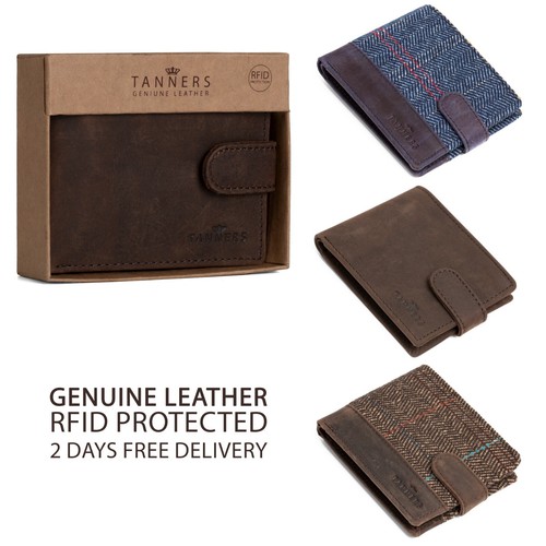 Mens real leather wallet rfid - real,