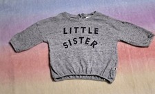 Next Baby Girl 'Little Sister' Long-Sleeved Grey Flecked Top 0-3 Months