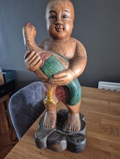 LARGE CARVED WOODEN PAINTED