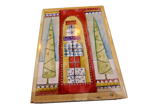 Wooden rubber stamp christmas - rubber,