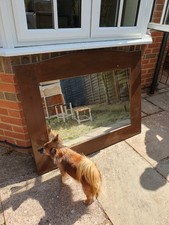 Large Heavy Deep Wood Surround Rustic Mirror Measures  1200mm x 890mm