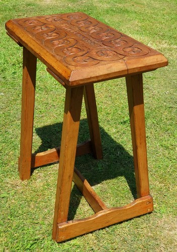 Antique pine chip carved side