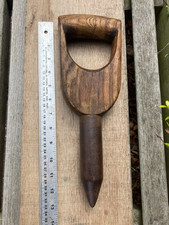 ANTIQUE WOODEN GARDEN DIBBER & METAL SPIKE PLANT SEEDS BULBS PLANTS GARDENALIA