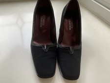 Black Ultimate Collection Mid Height Chunky Heel Shoes Suede With Dec Heel &trim