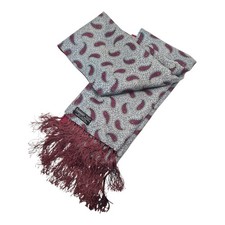 Mens Vintage Tootal Style Sammy Paisley Grey Scarf Pattern Dapper Mod Tassle S94