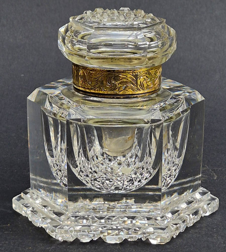 Victorian cut crystal inkwell - victorian,