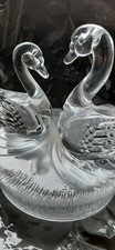 solid glass swan and cygnet