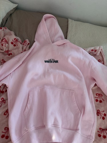 White fox pink hoodie - white,