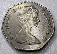 Large 1980 50p Fifty Pence Coin In Circulated Condition.