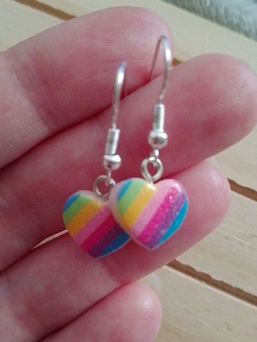 Rainbow heart mini earrings