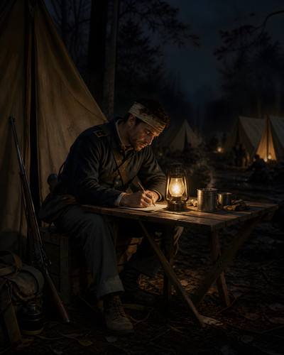 Writing home lantern light - home,