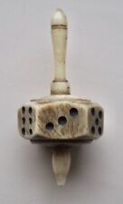 Antique Bone Gaming Spinning Top 6-sided Dice Teetotum spinner vintage