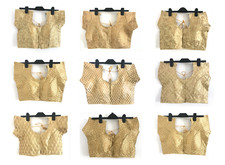 GOLD PATTERN INDIAN WEDDING BLOUSE SARI SAREE CROP TOP PARTY CHOLI 10 12 GIFT