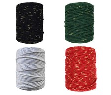 3mm 100m Macrame Rope Cotton Twisted Cord Hand Craft String DIY with Gold Thread