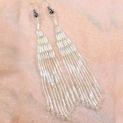 Solid white ethnic beaded - ethnic,