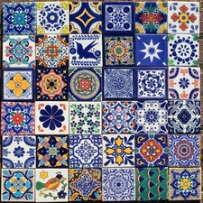 36 AUTHENTIC MEXICAN TILES Large ESCONDIDO MIX