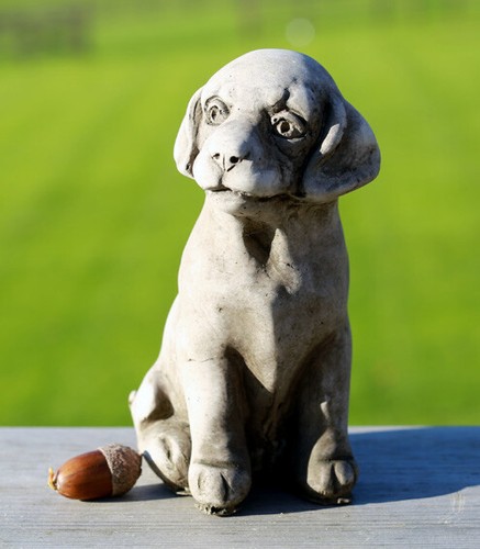 Sitting puppy statue lime - statue, |