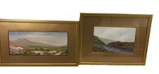 2 x Watercolour Paintings Local Dartmoor Art in Gilt Frames Artist Signed