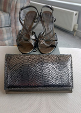 Reduced Price - Zodiaco Italian Shoes Size 5, Matching Bag, Dark Grey & Black